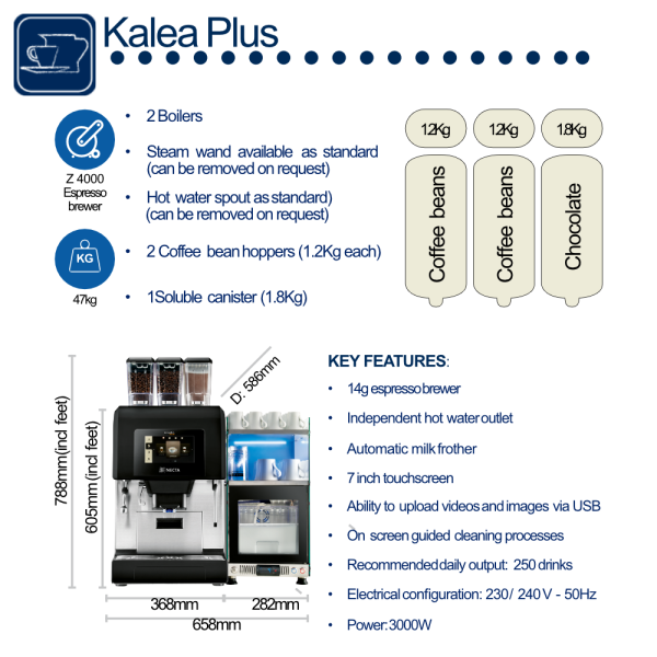 Necta KALEA PLUS Fresh Milk Bean to Cup Coffee Machine